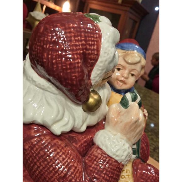 Fitz and Floyd Santa's List Collection Candy Dish with Lid in Original Box RARE - Picture 6 of 8